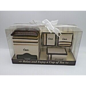 2006 Insights Tea Accessories Tea Bag Caddy Sweetener Server 2 Tea Bag Trays VTG